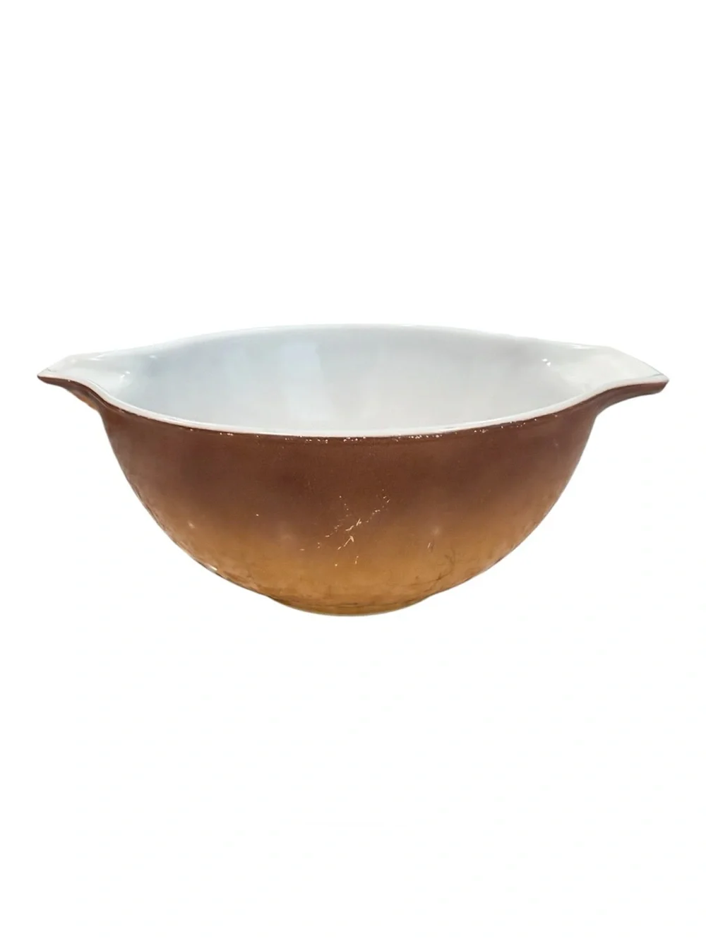 3 Vintage Pyrex Old Orchard burnt orange & brown fruit motif nesting bowls